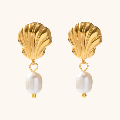 Whispering Shell Pearl Earrings