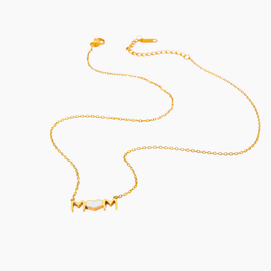 Mom Heart Script Necklace