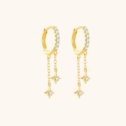 Zirconia Star Drop Hoop Earrings