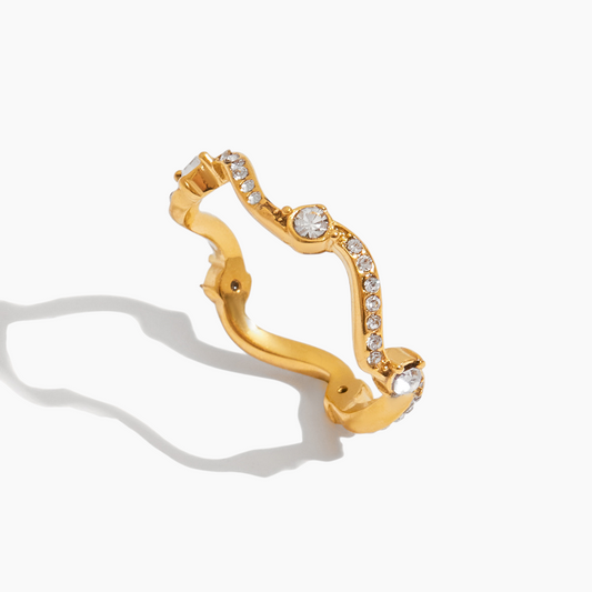 Golden Wave Zircon Ring