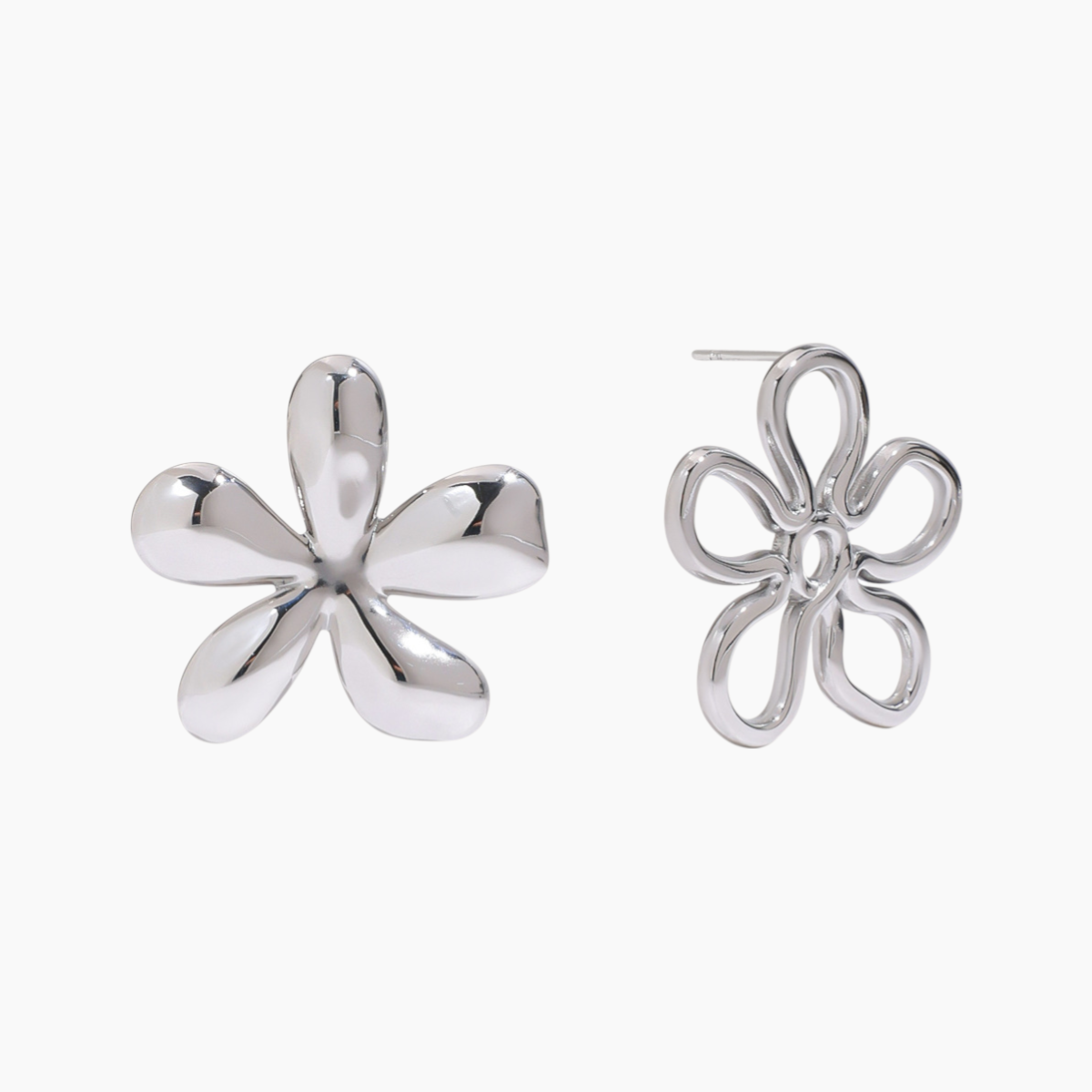 Silver Bloom Petal Studs