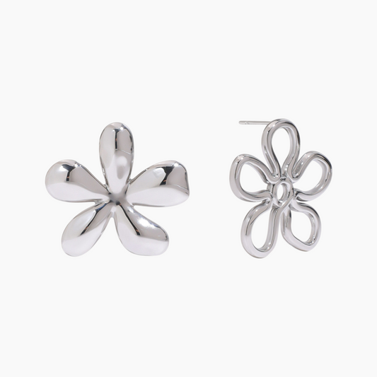 Silver Bloom Petal Studs
