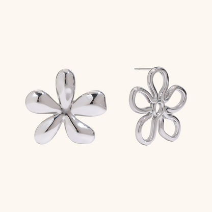 Silver Bloom Petal Studs