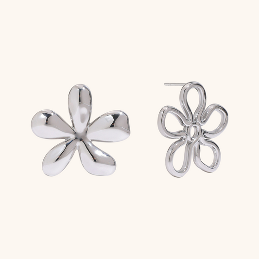 Silver Bloom Petal Studs