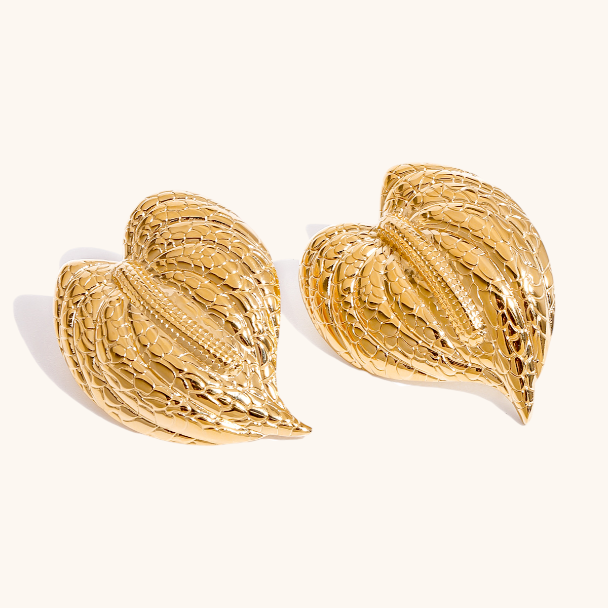 Hammered Leaf Statement Earrings