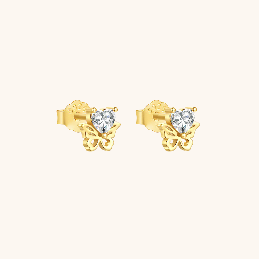 Butterfly Stud Earrings with Zirconia