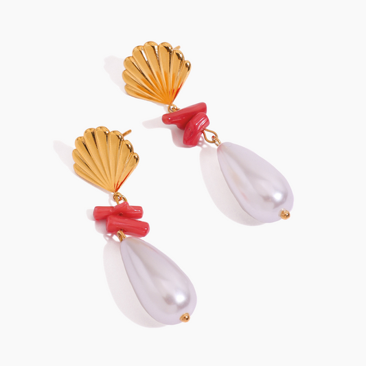 Coral Whisper Shell Earrings