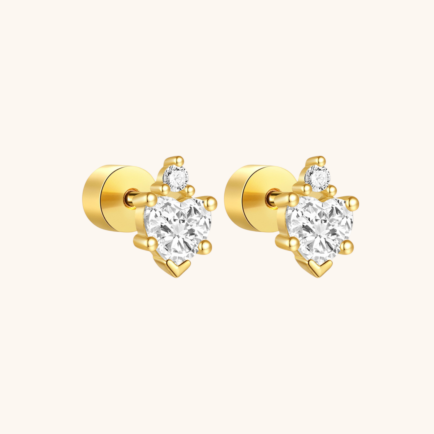 Heart-Shaped Zirconia Stud Earrings