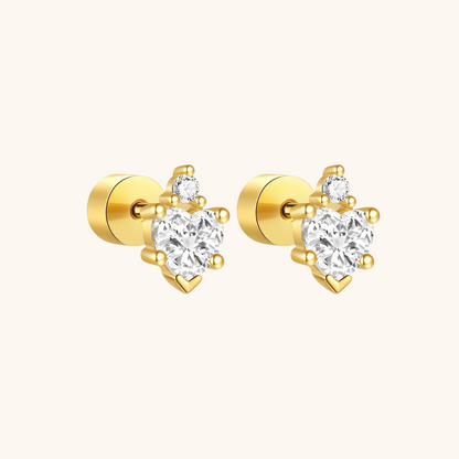 Heart-Shaped Zirconia Stud Earrings
