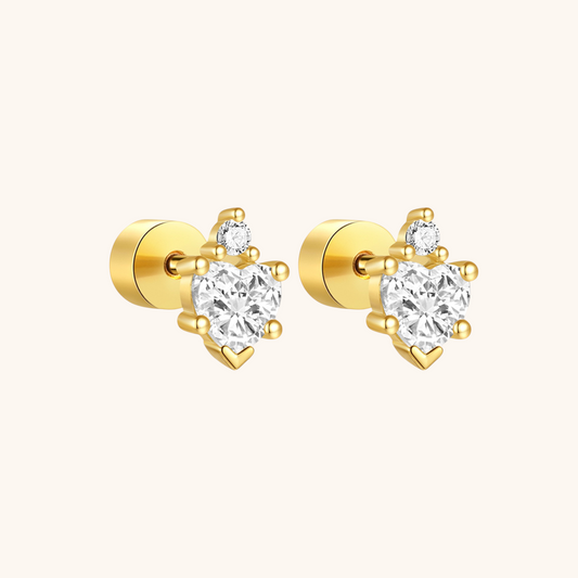 Heart-Shaped Zirconia Stud Earrings