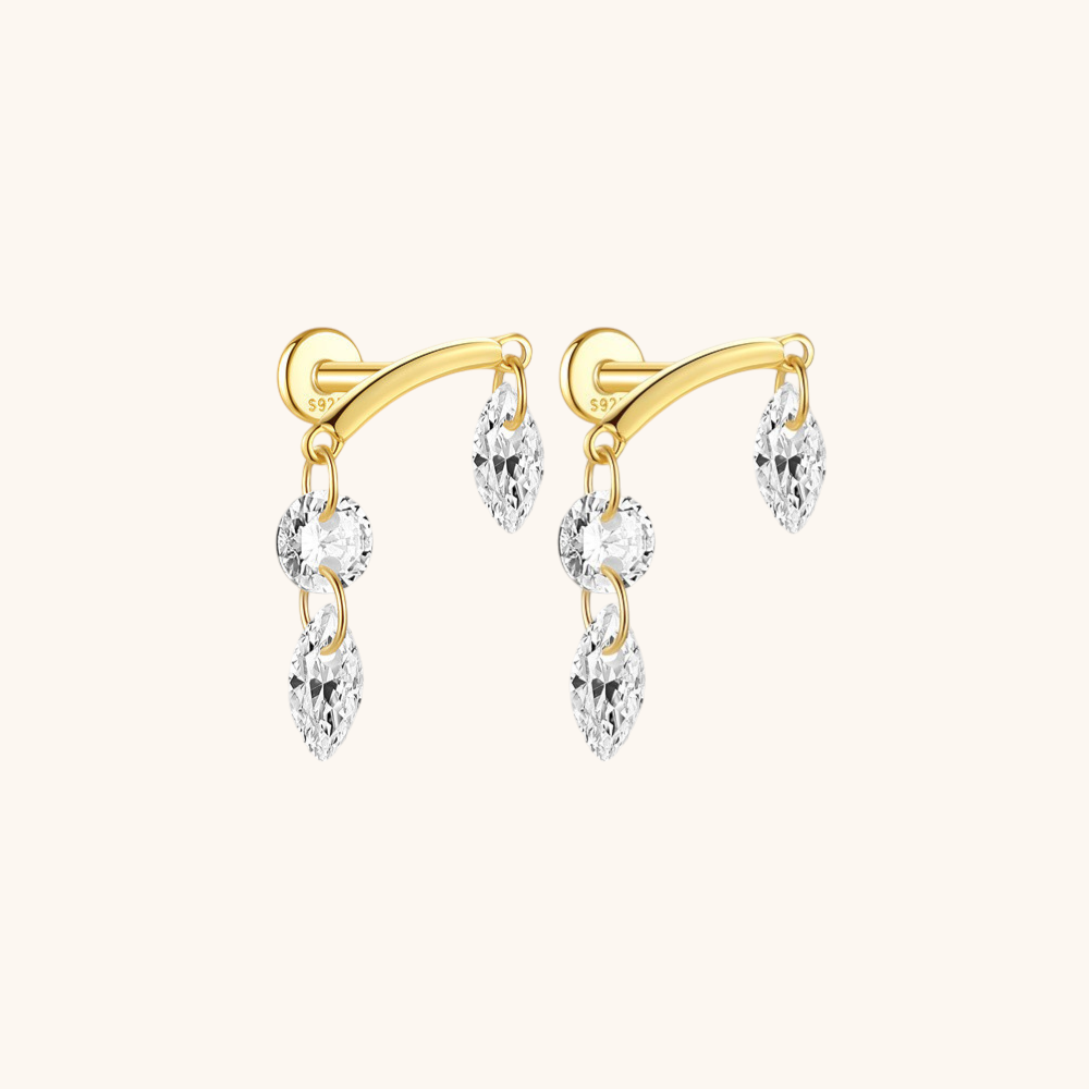 Three-Drop Zirconia Stud Earrings