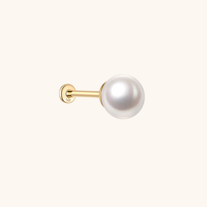 (Unique) Boucle d'oreille à tige en or massif 14 carats avec perle d'eau douce