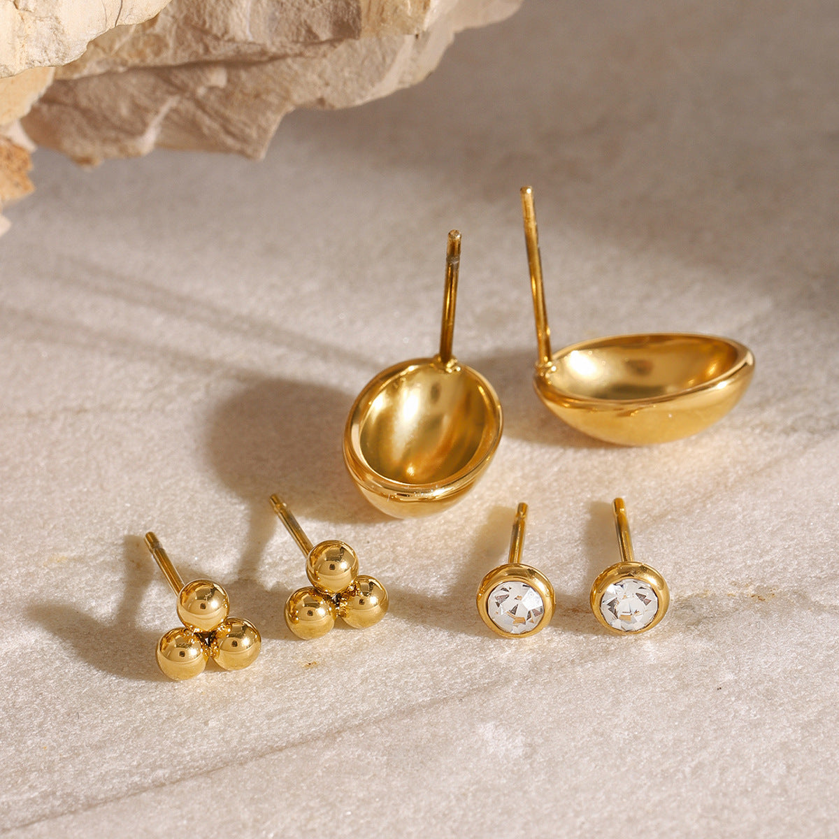 Golden Prelude – Geometric Trio Earring Set
