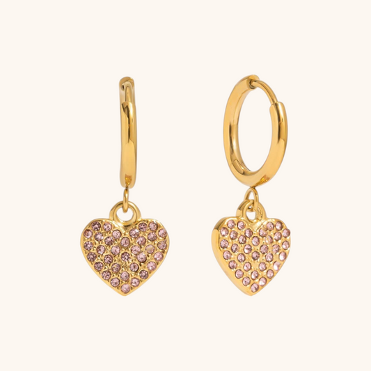 Blush Spark Heart Hoop Earrings