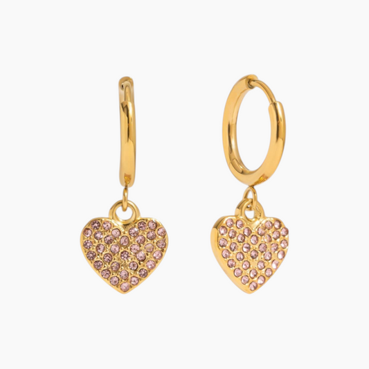 Blush Spark Heart Hoop Earrings