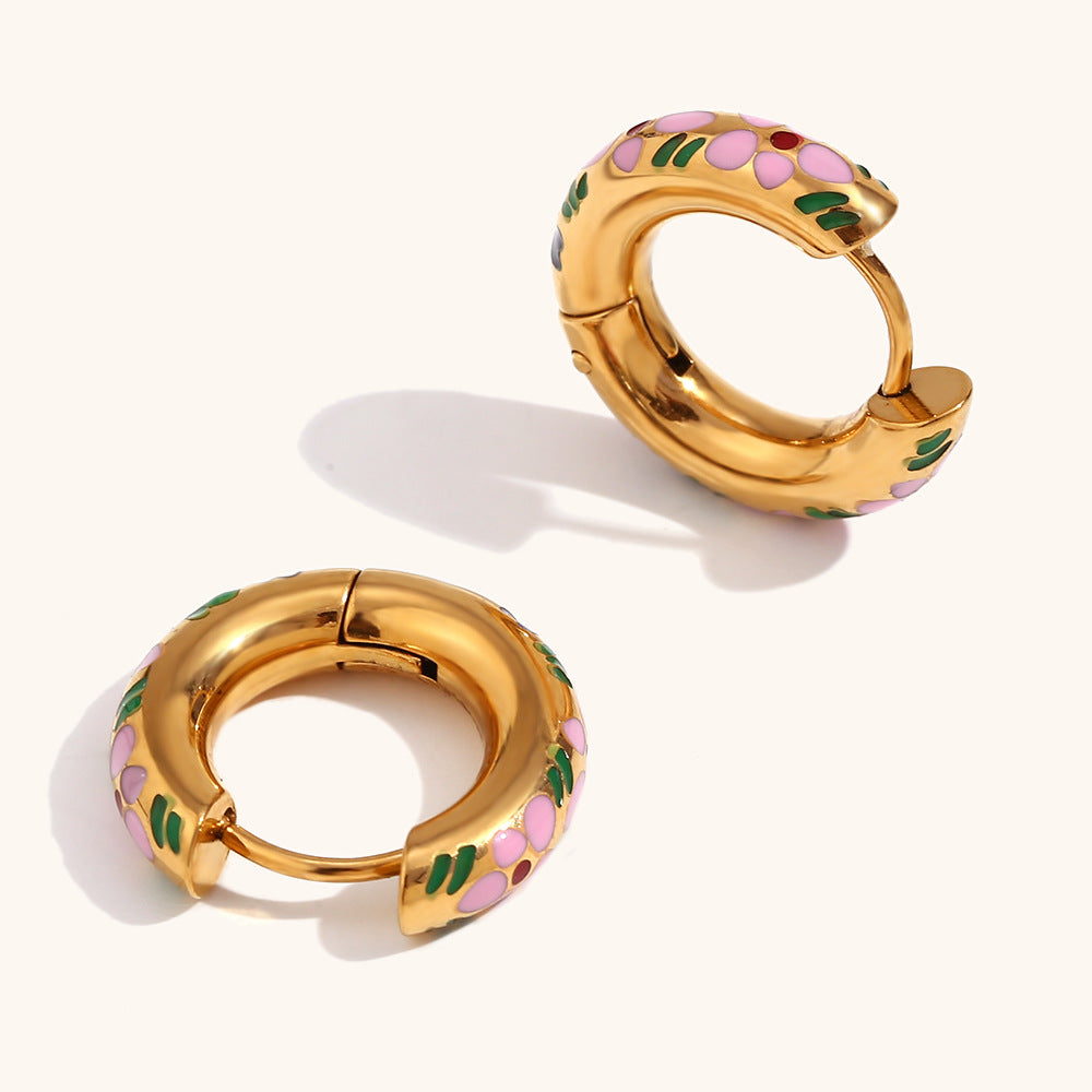 Enchanted Bloom Enamel Hoop Earrings