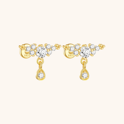 Teardrop and Zirconia Cluster Stud Earrings