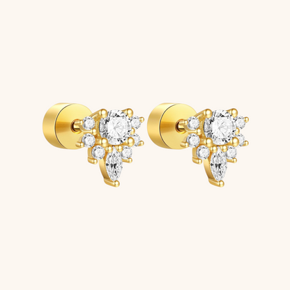 Floral Zirconia Stud Earrings
