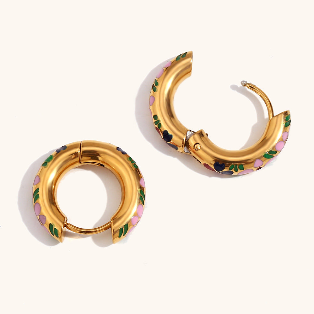 Enchanted Bloom Enamel Hoop Earrings