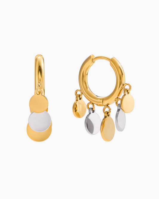 Dazzle Coin Drop Earrings – Golden & Silver Mix