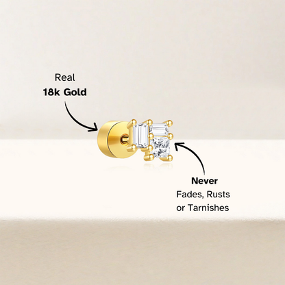 Triple Zirconia Stud Earrings