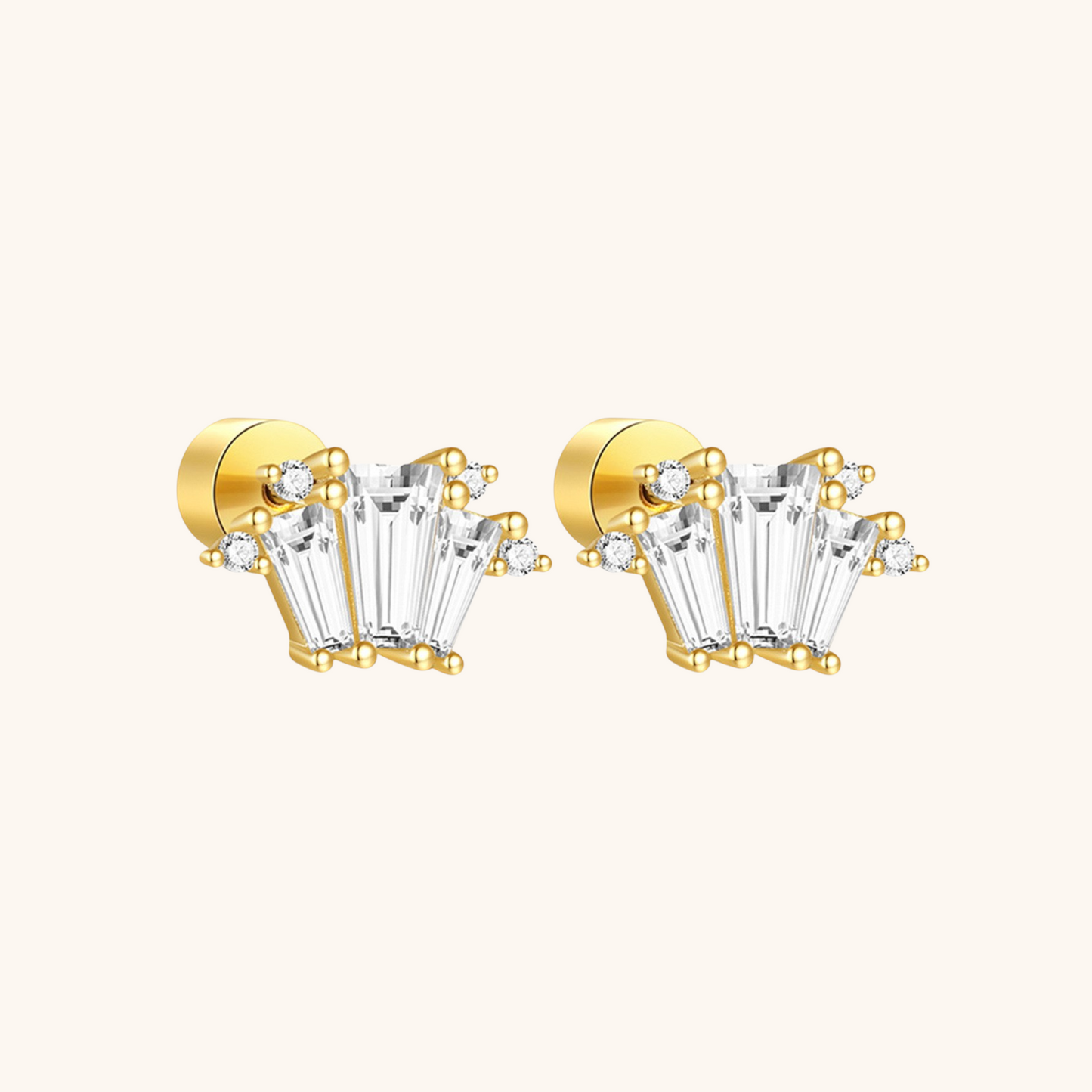 Baguette Zirconia Stud Earrings