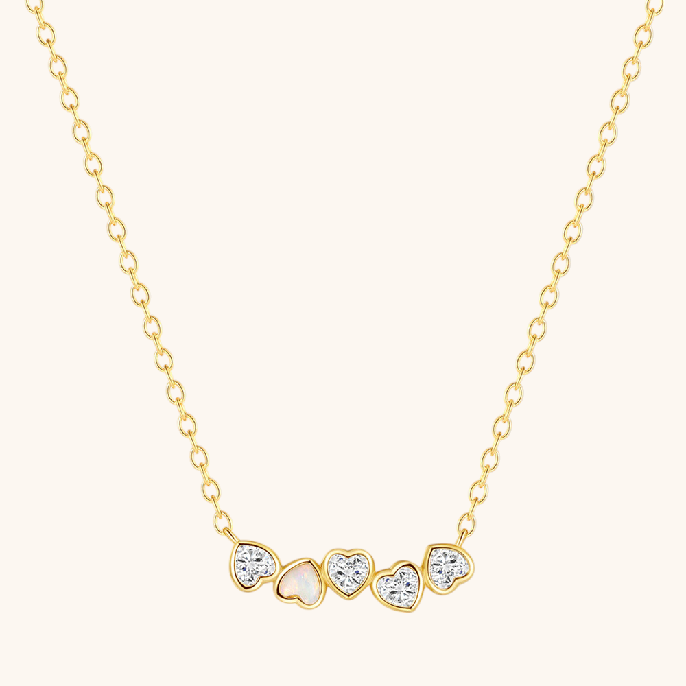 Heart Opal & Zirconia Necklace