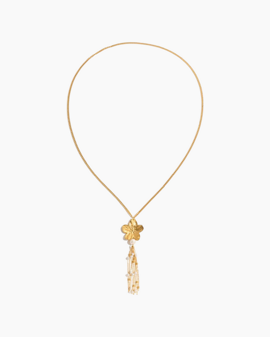Golden Bloom Tassel Necklace