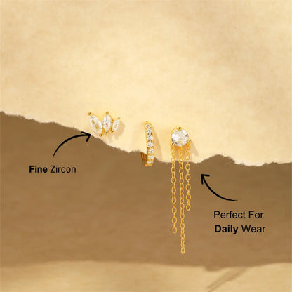 Marquise Petal Chain Drop Earring Set
