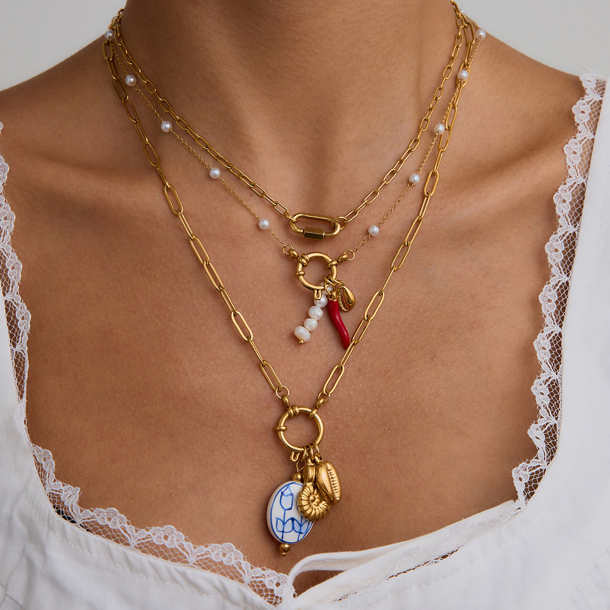 Pearl Accent Loop Necklace