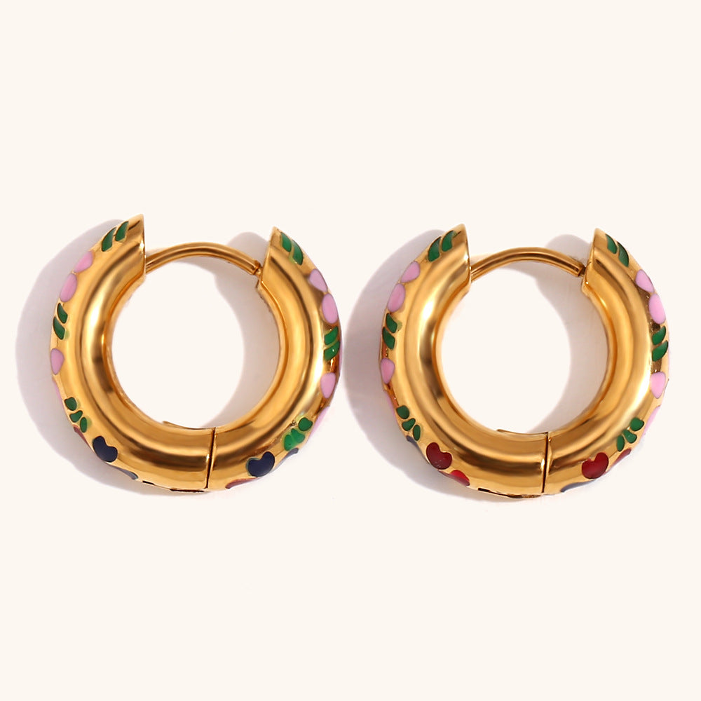 Enchanted Bloom Enamel Hoop Earrings