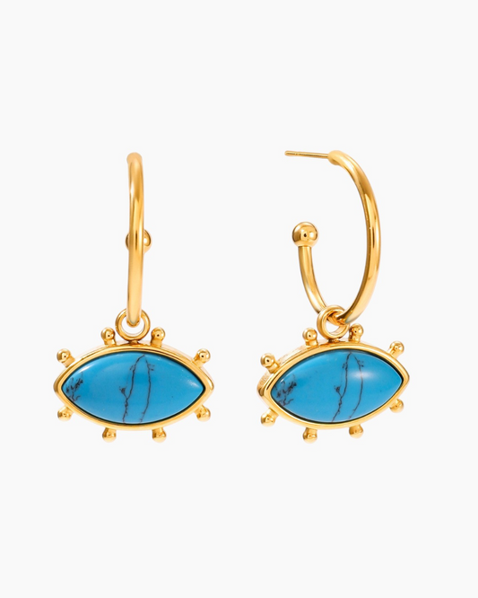 Azure Evil Eye Hoop Earrings