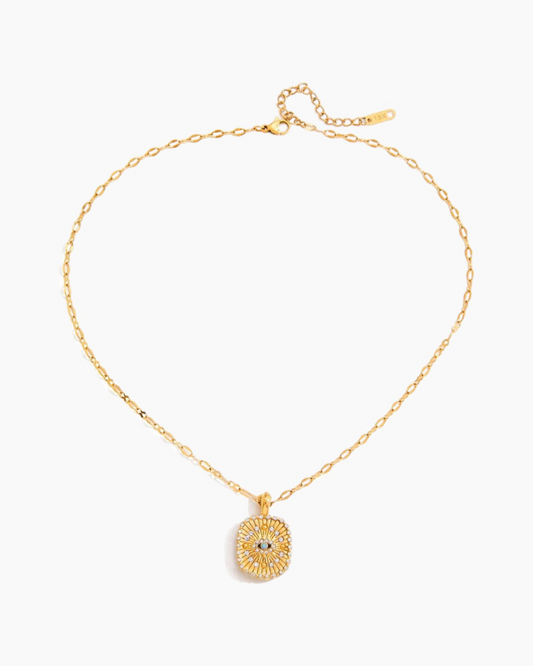 Golden Sunburst Medallion Necklace