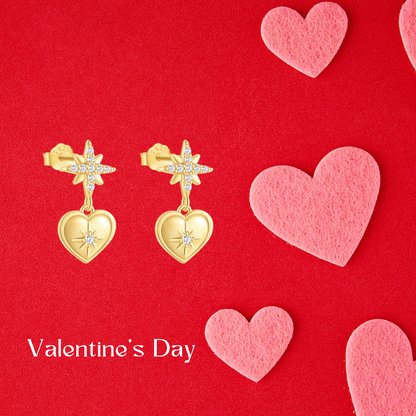Heart & Starburst Drop Earrings