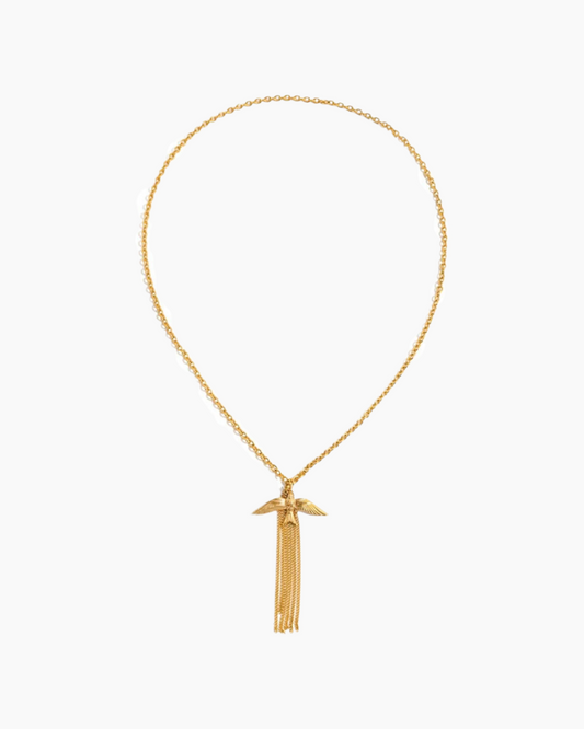 Golden Feather Tassel Necklace