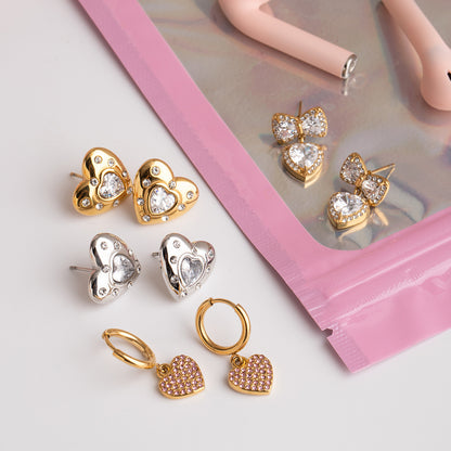 Blush Spark Heart Hoop Earrings