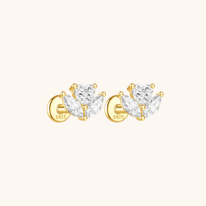 Marquise Zirconia Cluster Stud Earrings