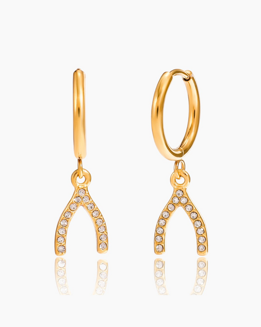Crystal Wishbone Hoop Earrings