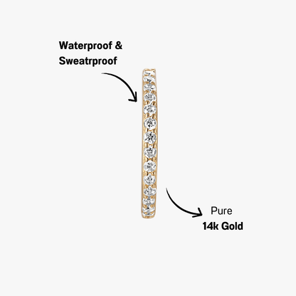 Classic 14K gold hoop earrings with cubic zirconia pave setting, a timeless and versatile jewelry piece