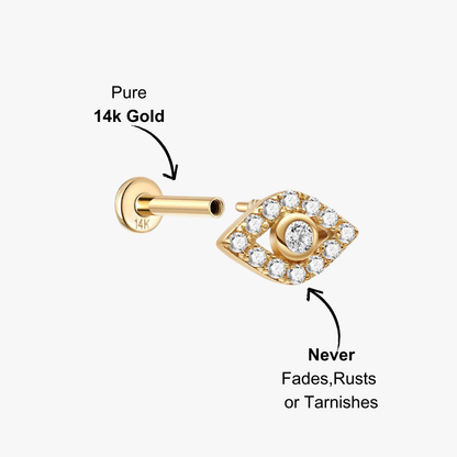 Gold "Eye of Horus" zirconia stud earring