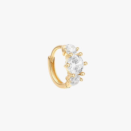 14K gold hoop earring with zirconia stones
