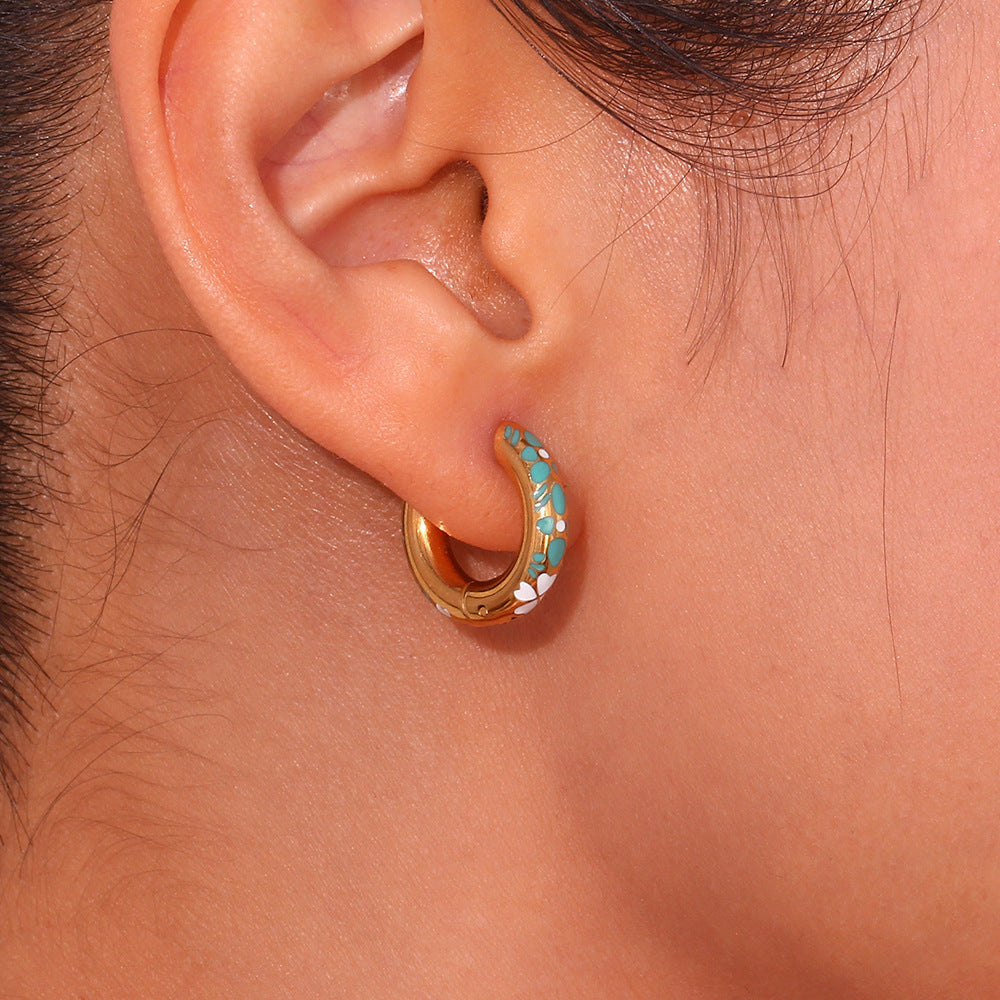 Enchanted Bloom Enamel Hoop Earrings