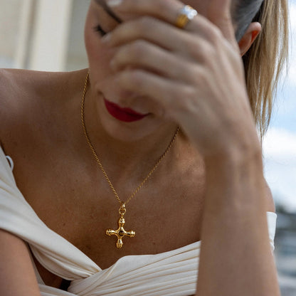 Emerald Divine Cross Necklace