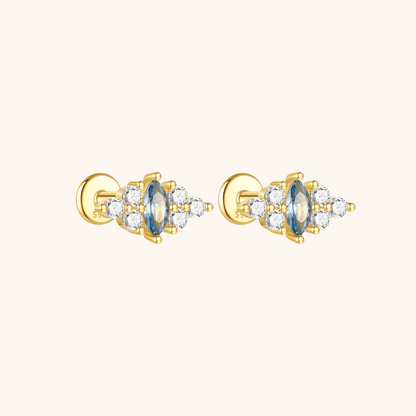 Marquise and Round Zirconia Cluster Studs