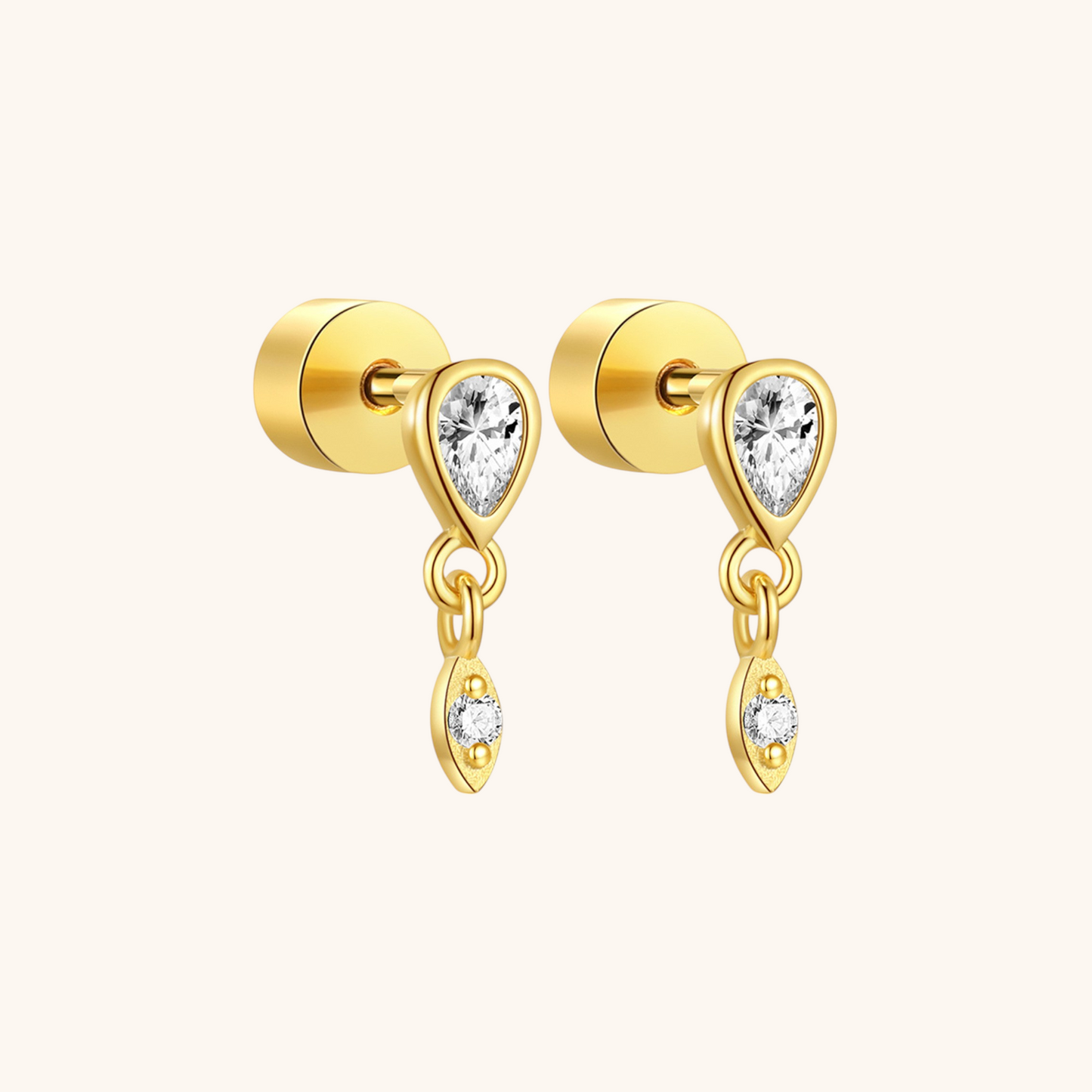 Teardrop Zirconia Drop Stud Earrings