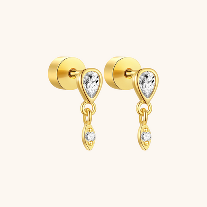 Teardrop Zirconia Drop Stud Earrings