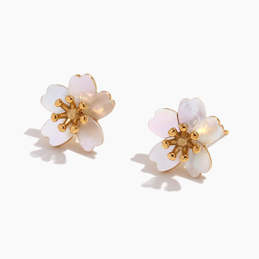 Blossom Pearl Flower Stud Earrings
