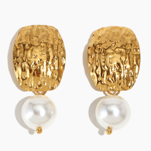 Textured Pearl Drop Earrings