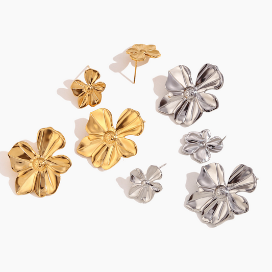 Metallic Bloom Statement Earrings