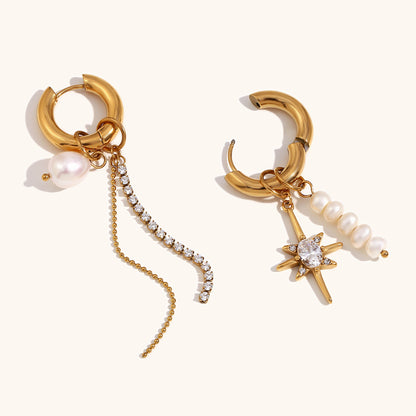 Celestial Pearl Mismatched Earrings